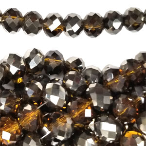 12MM FACETED RONDELLE SMOKY TOPAZ /HEMATITE